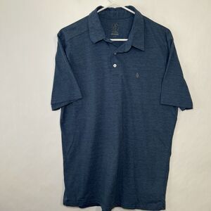 Volcom Polo Shirt Mens Size Large Blue Gray Embroidered Logo Short Sleeve